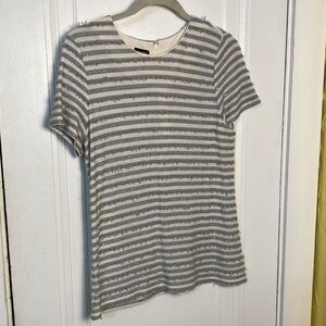 Talbots striped knit tee with embellishments